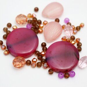 Shades of Pink Bead Mix - Pink Agate, Czech Glass & Crystal - BEADLOT56